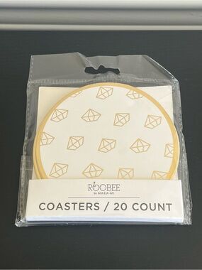 Roobee Mara Mi Coasters Diamond Gold Foil 20 Ct Wedding Shower Engagement